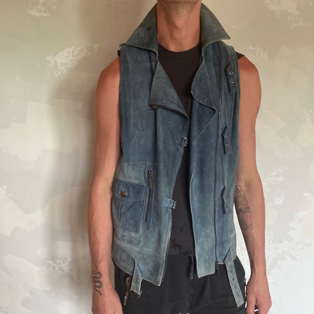 John Galliano motorcycle vest sueded lambskin